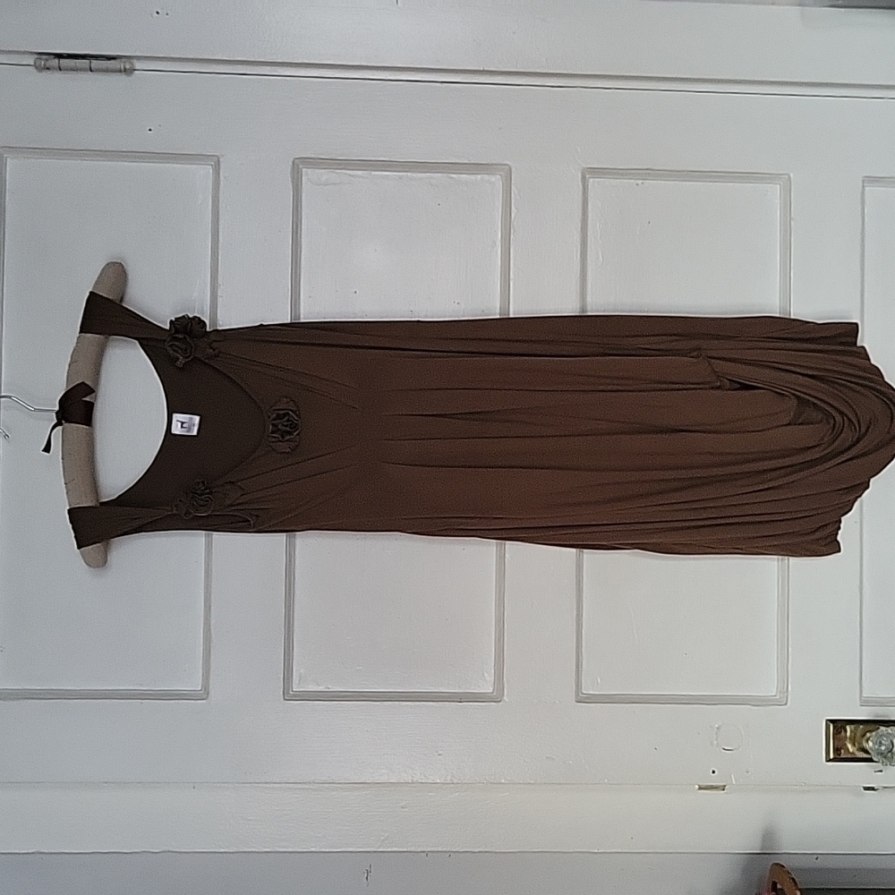 Peruvian Connection Draped Roll Hem Rosette Midi … - image 6